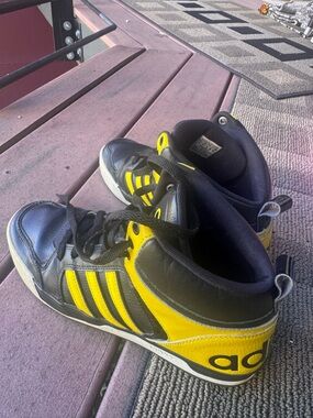 adidas Black and Yellow Women's High-Top Athletic Sneakers